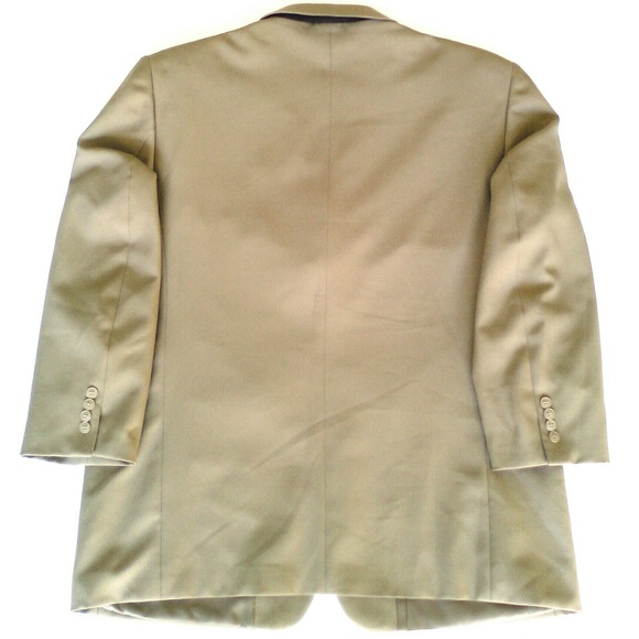 Camel Tan Corduroy Soprano Suit Blazer Peacoat Single-Breasted Sport Jacket Silk - Picture 4 of 8